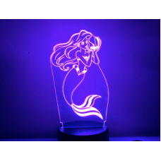 Lámpara 3d La Sirenita Ariel Ilusión Lámpara De Me 